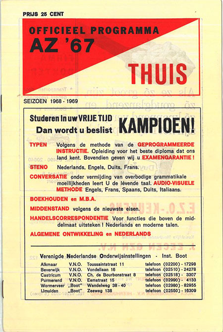 AZ Programma 18-aug-1968 Holland Sport thuis